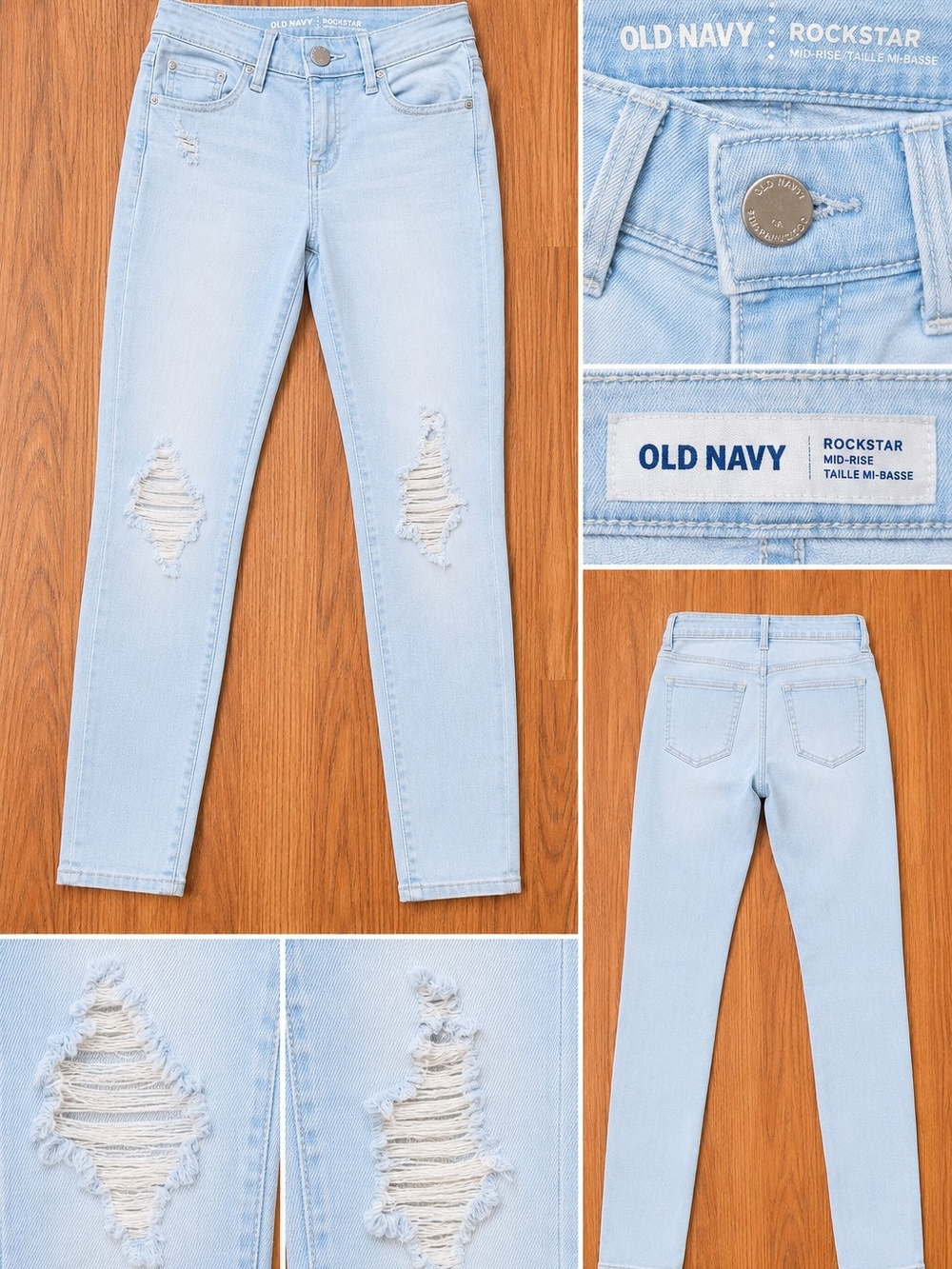 Old Navy Light Blue Rockstar Mid-Rise Skinny Jeans